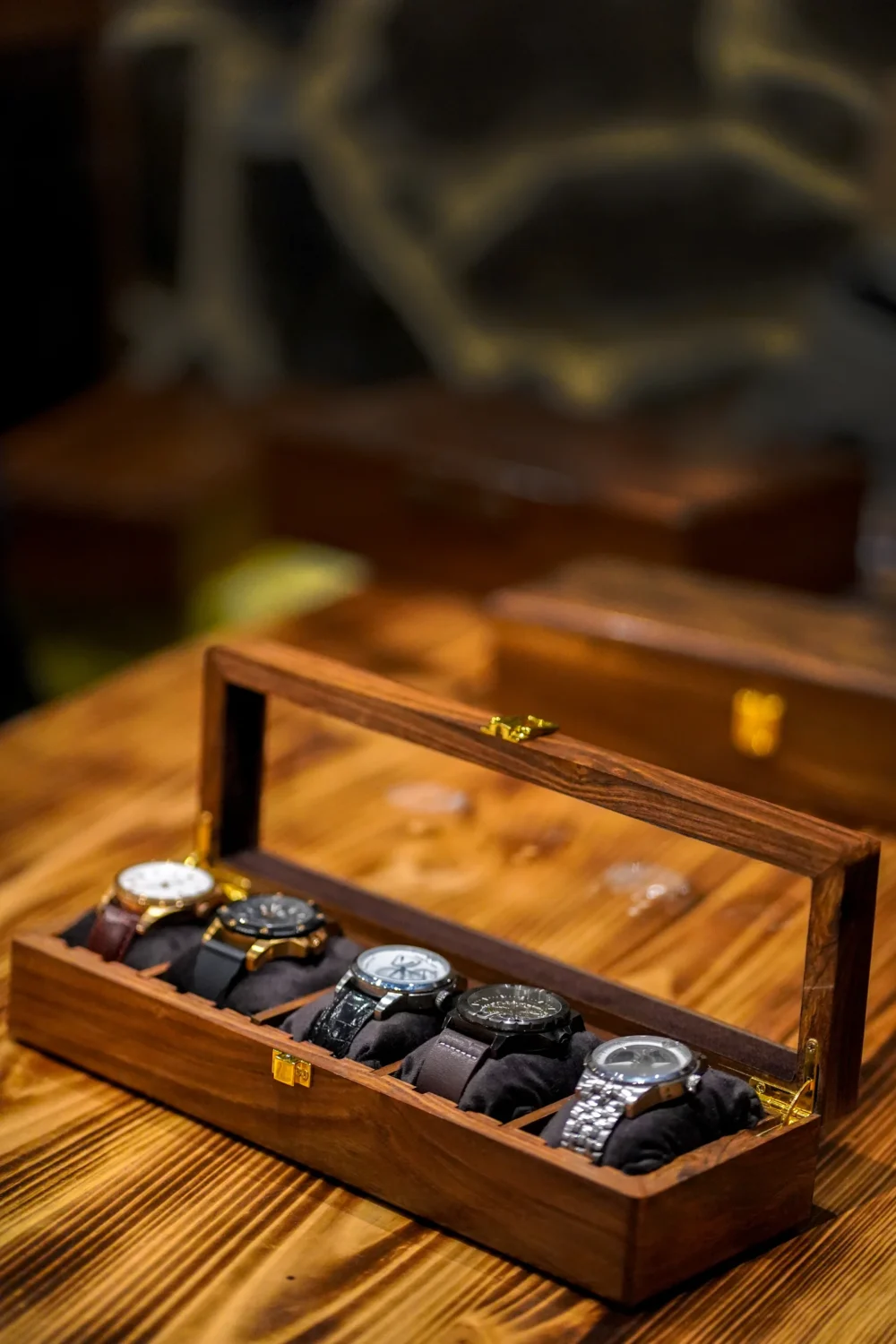 Men's Wooden Watch Box – Premium Organizer for Watches & Accessories | Stylish Display Case - Image 3