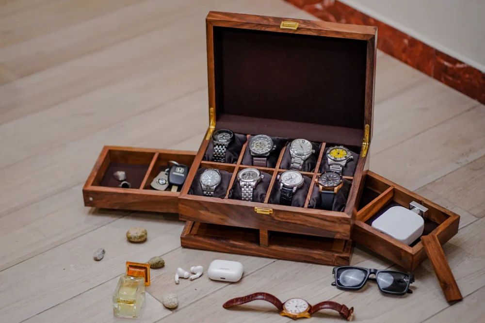 Luxury Wooden Watch Box – Handcrafted Organizer for Watches & Jewelry | Elegant Display Case - Image 4