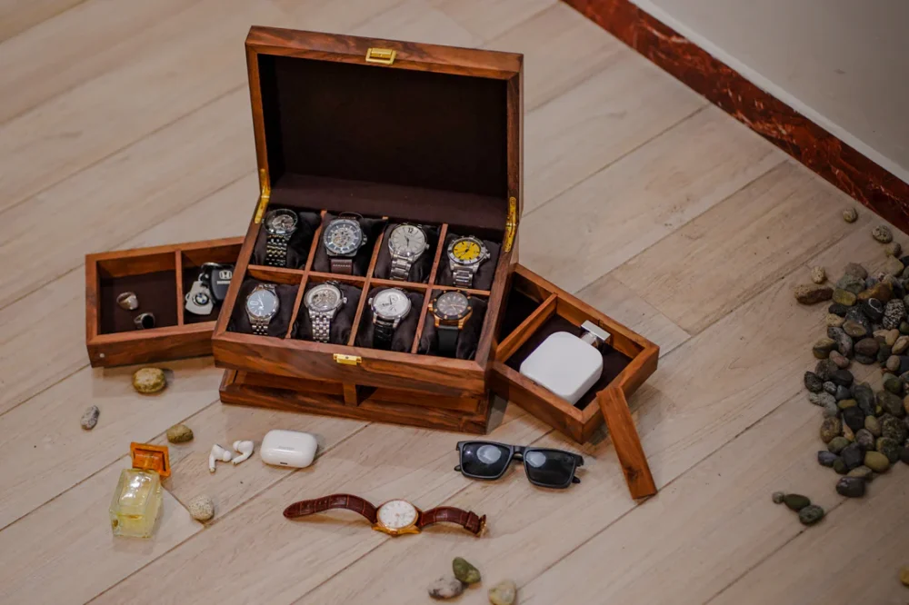 Luxury Wooden Watch Box – Handcrafted Organizer for Watches & Jewelry | Elegant Display Case - Image 3