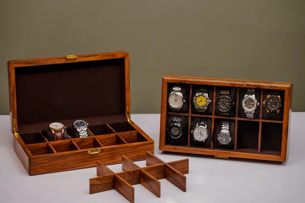 Premium Wooden Watch Box for Men – Elegant Storage & Display Case for Watches and Accessories - Image 3