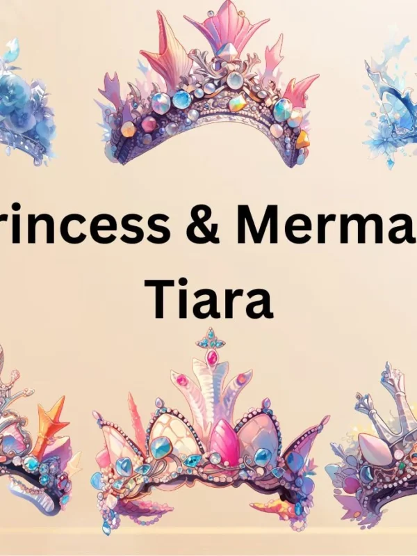Mermaid Crown and Princess crown Clipart, Mermaid tiara, ocean Themed Mermaid Crown Clipart, Blue mermaid crown PNG, Pink mermaid crown PNG.