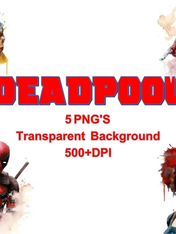 5 Deadpool Watercolor Png, Deadpool clipart, Deadpool poster, Deadpool Wall art, Wolverine Png, superhero watercolor