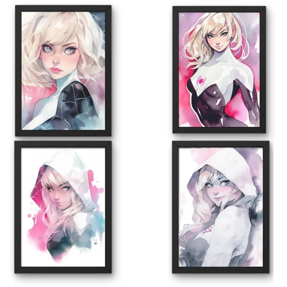 4 Spider Gwen Poster, Spider Gwen Watercolor Clipart, Spider Gwen Clipart, Spiderman Poster, Marvel Poster,Avengers Poster,Superhero Clipart