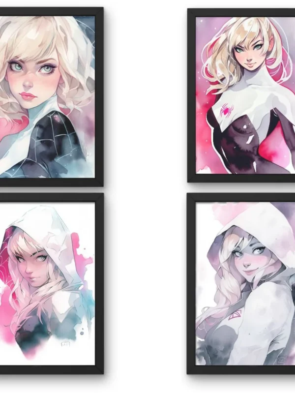 4 Spider Gwen Poster, Spider Gwen Watercolor Clipart, Spider Gwen Clipart, Spiderman Poster, Marvel Poster,Avengers Poster,Superhero Clipart